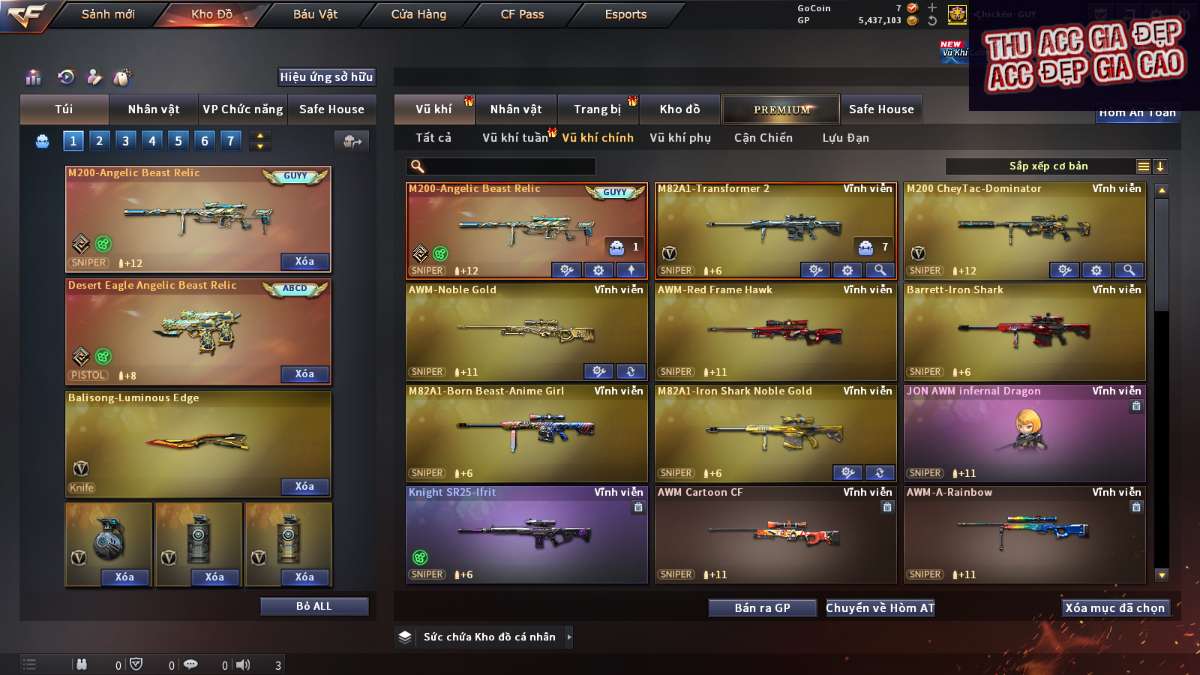 shop acc cf uy tin gia re